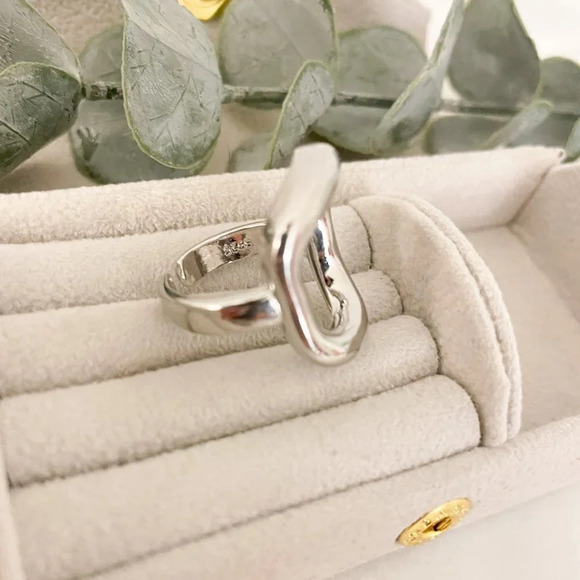 925 Sterling Silver Chunky Ring Thick Bold Ring Oval Ring Circle Geometric Ring - Picture 8 of 8